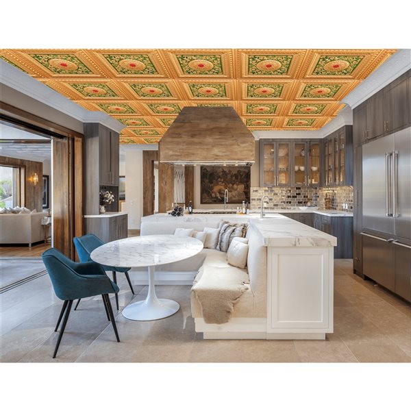 Dundee Deco Falkirk Perth 24-in x 24-in Victorian Gold, Green and Red Surface-Mount Panel Ceiling Tiles - 50-Pack