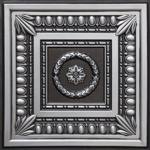 Dundee Deco Falkirk Perth Botanical 24-in x 24-in Antique Silver Surface-Mount Panel Ceiling Tiles - 10-Pack