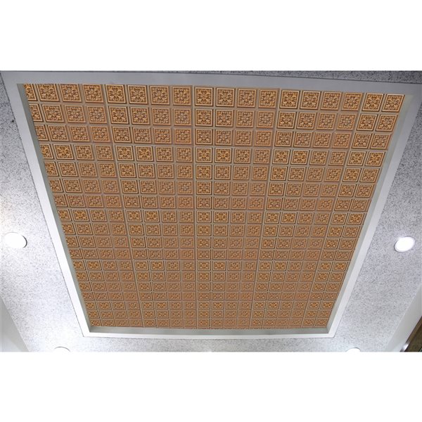 Tuiles de plafond Dundee Deco Falkirk Perth patchwork or antique de 24 po x 24 po à installation en surface, paquet de 10