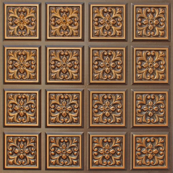 Dundee Deco Falkirk Perth 24-in x 24-in Patchwork Antique Gold Surface-Mount Panel Ceiling Tiles - 10-Pack