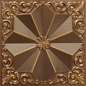 Dundee Deco Falkirk Perth Floral 24-in x 24-in Antique Gold Surface-Mount Panel Ceiling Tiles - 25-Pack