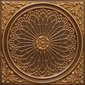 Dundee Deco Falkirk Perth 24-in x 24-in Floral Antique Gold Surface-Mount Panel Ceiling Tiles - 10-Pack