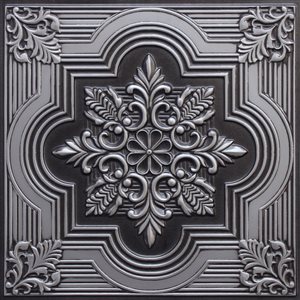 Dundee Deco Falkirk Perth Botanical Antique Silver 24-in x 24-in Surface-Mount Panel Ceiling Tiles - 25-Pack