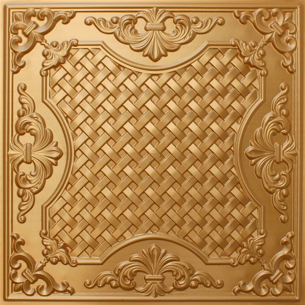 Dundee Deco Falkirk Perth 24-in x 24-in Traditional Gold Surface-Mount Panel Ceiling Tile