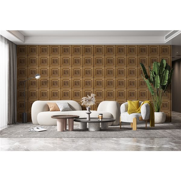 Dundee Deco Falkirk Perth Botanical 24-in x 24-in Antique Gold Surface-Mount Panel Ceiling Tiles - 50-Pack