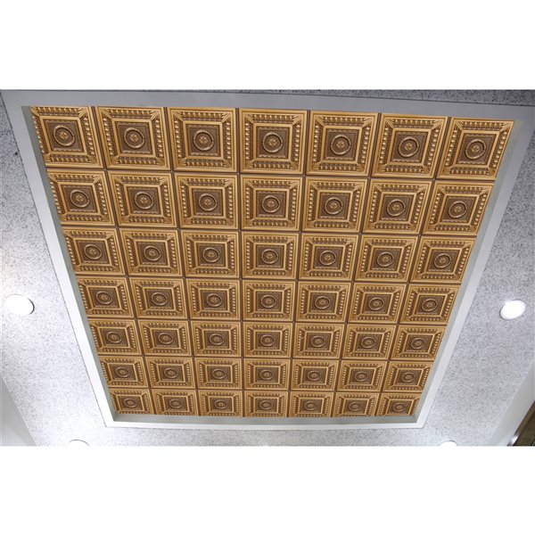 Dundee Deco Falkirk Perth Botanical 24-in x 24-in Antique Gold Surface-Mount Panel Ceiling Tiles - 50-Pack