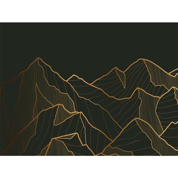Dundee Deco Falkirk Airdrie 142-in x 106-in Dark Green and Gold "Abstract Mountains" Unpasted Wall Mural