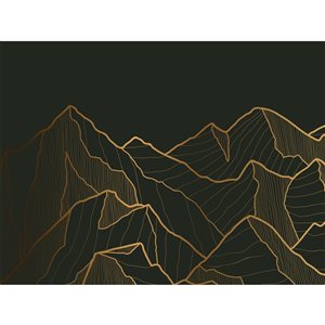 Dundee Deco Falkirk Airdrie 142-in x 106-in Dark Green and Gold "Abstract Mountains" Unpasted Wall Mural