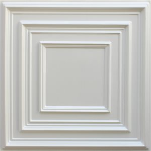 Tuiles de plafond Dundee Deco Falkirk Perth carrées argenté de 24 po x 24 po à installation en surface, paquet de 50