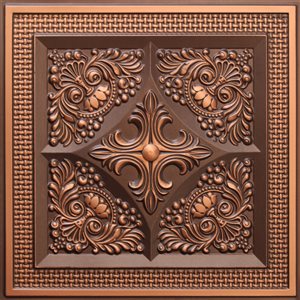 Tuiles de plafond Dundee Deco Falkirk Perth florales cuivre antique de 24 po x 24 po à installation en surface, paquet de 10