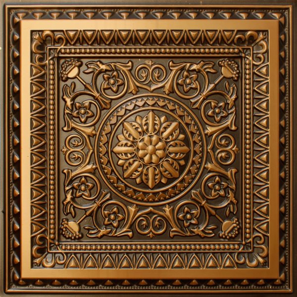 Dundee Deco Falkirk Perth 24-in x 24-in Antique Gold Victorian Surface-Mount Panel Ceiling Tiles - 50-Pack