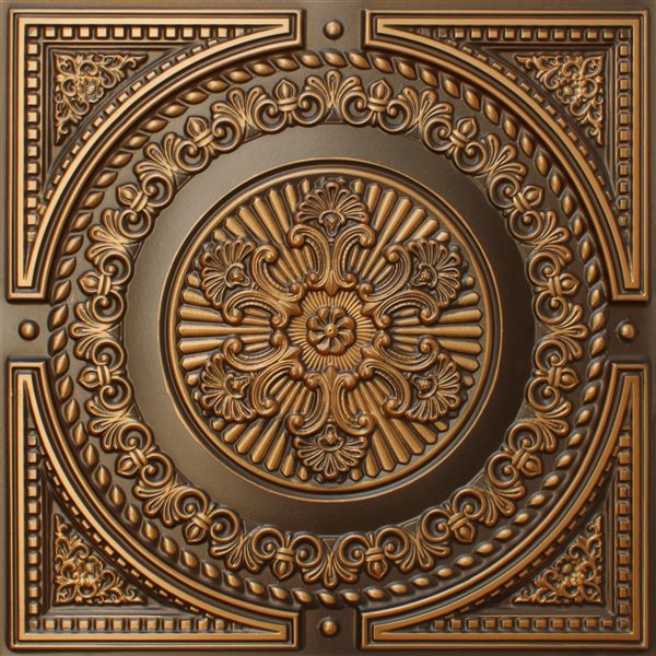 Dundee Deco Falkirk Perth 24-in x 24-in Damask Antique Gold Surface-Mount Panel Ceiling Tile