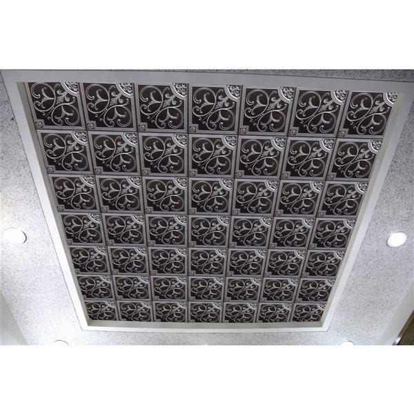 Dundee Deco Falkirk Perth 24-in x 24-in Botanical Antique Silver Surface-Mount Panel Ceiling Tiles - 50-Pack