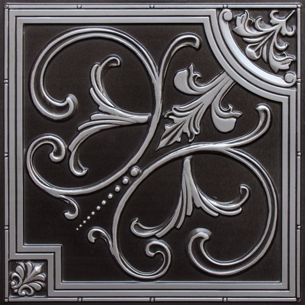 Dundee Deco Falkirk Perth 24-in x 24-in Botanical Antique Silver Surface-Mount Panel Ceiling Tiles - 50-Pack