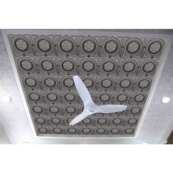 Dundee Deco Falkirk Perth 24-in x 24-in Damask Antique Silver Surface-Mount Panel Ceiling Tile