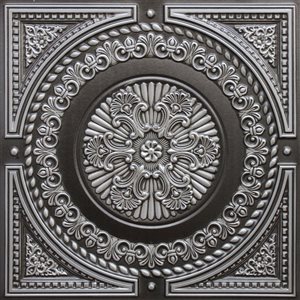 Tuile de plafond Dundee Deco Falkirk Perth damassée argent antique de 24 po x 24 po à installation en surface