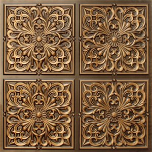 Dundee Deco Falkirk Perth 24-in x 24-in Antique Gold Patchwork Surface-Mount Panel Ceiling Tiles - 50-Pack