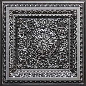 Dundee Deco Falkirk Perth 24-in x 24-in Victorian Antique Silver Surface-Mount Panel Ceiling Tiles - 10-Pack