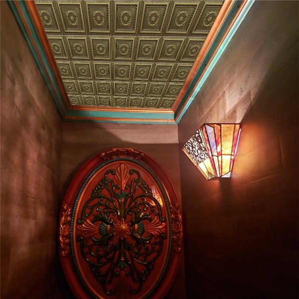 Dundee Deco Falkirk Perth 24-in x 24-in Traditional Antique Brass Surface-Mount Panel Ceiling Tiles - 50-Pack