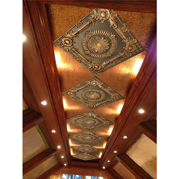 Dundee Deco Falkirk Perth Antique Gold Floral 24-in x 24-in Surface-Mount Panel Ceiling Tiles - 50-Pack