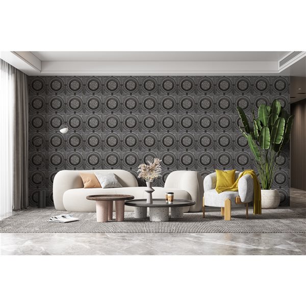 Dundee Deco Falkirk Perth 24-in x 24-in Damask Antique Silver Surface-Mount Panel Ceiling Tiles - 25-Pack