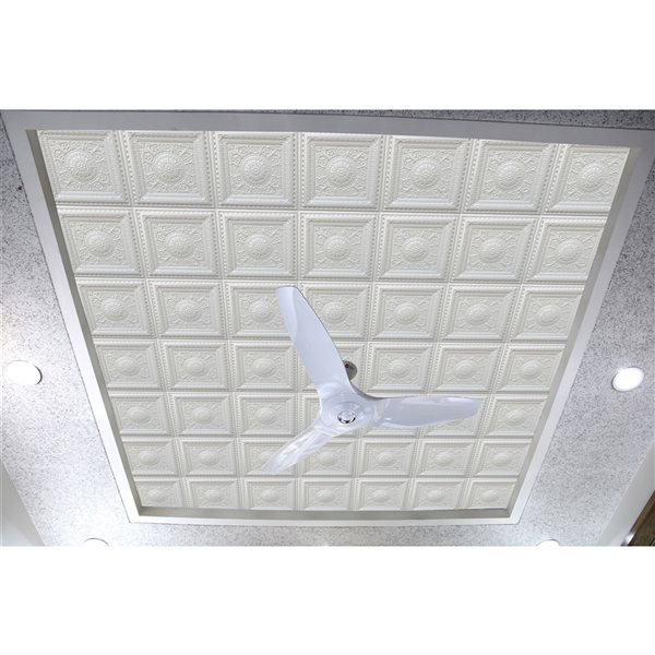 Tuiles de plafond Dundee Deco Falkirk Perth florales blanc nacré de 24 po x 24 po à installation en surface, paquet de 50