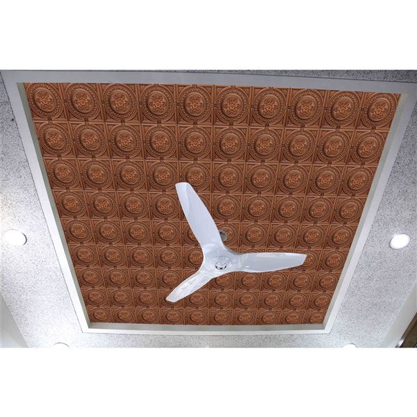 Tuiles de plafond Dundee Deco Falkirk Perth damassées cuivre antique de 24 po x 24 po à installation en surface, paquet de 10