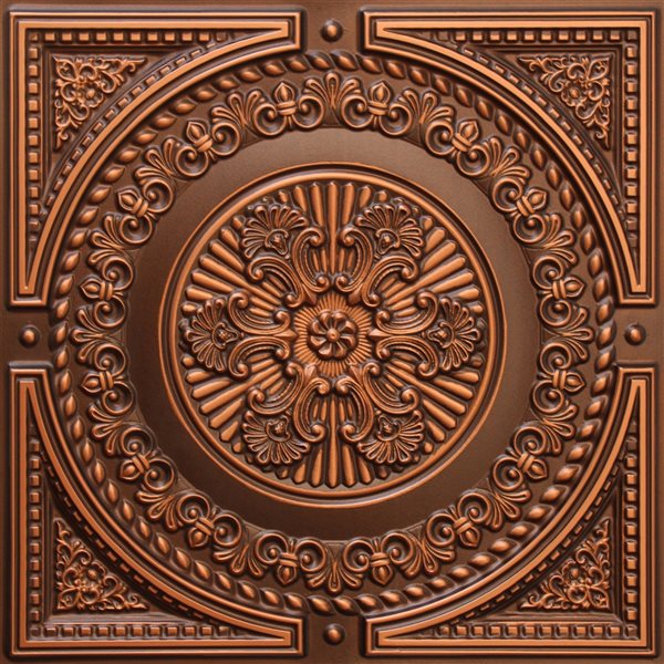 Dundee Deco Falkirk Perth 24-in x 24-in Damask Antique Copper Surface-Mount Panel Ceiling Tiles - 10-Pack