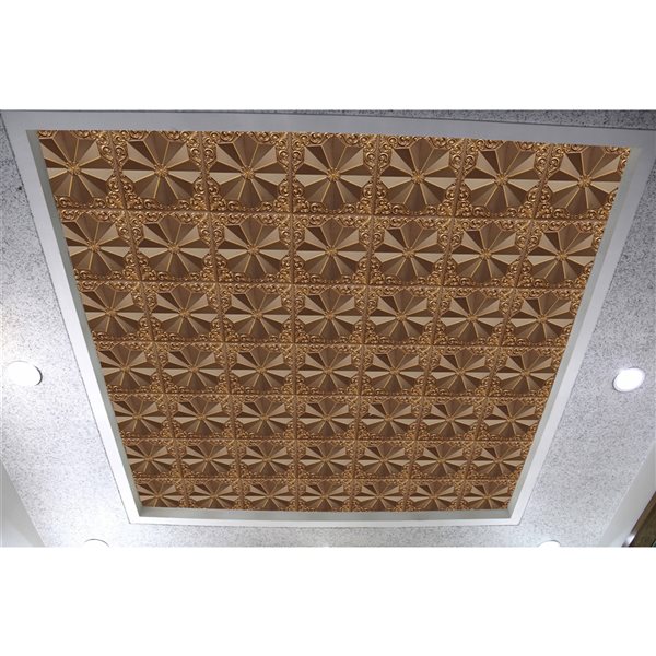 Dundee Deco Falkirk Perth Floral 24-in x 24-in Antique Gold Surface-Mount Panel Ceiling Tiles - 10-Pack