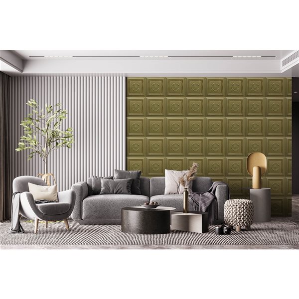 Dundee Deco Falkirk Perth 24-in x 24-in Traditional Brass Surface-Mount Panel Ceiling Tile