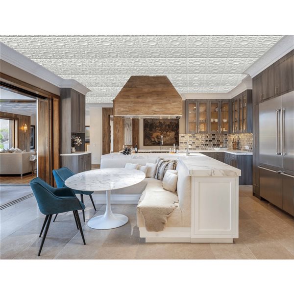 Dundee Deco Falkirk Perth 24-in x 24-in Modern Shapes Pearl White Surface-Mount Panel Ceiling Tile