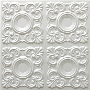 Tuile de plafond Dundee Deco Falkirk Perth formes modernes blanc nacré de 24 po x 24 po à installation en surface