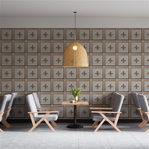 Dundee Deco Falkirk Perth 24-in x 24-in Modern Pearl White and Gold Surface-Mount Panel Ceiling Tiles - 25-Pack