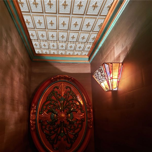 Dundee Deco Falkirk Perth 24-in x 24-in Modern Pearl White and Gold Surface-Mount Panel Ceiling Tiles - 25-Pack