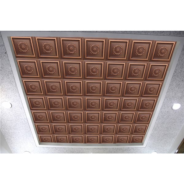 Dundee Deco Falkirk Perth 24-in x 24-in Traditional Antique Copper Surface-Mount Panel Ceiling Tiles - 25-Pack