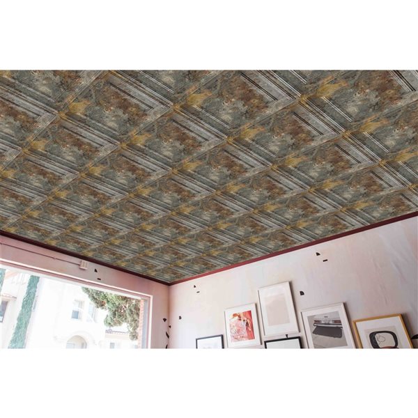 Dundee Deco Falkirk Perth 24-in x 24-in Traditional Simply Rustic Drop Panel Ceiling Tiles - 50-Pack