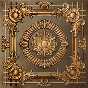 Dundee Deco Falkirk Perth Antique Gold Floral 24-in x 24-in Surface-Mount Panel Ceiling Tiles - 10-Pack