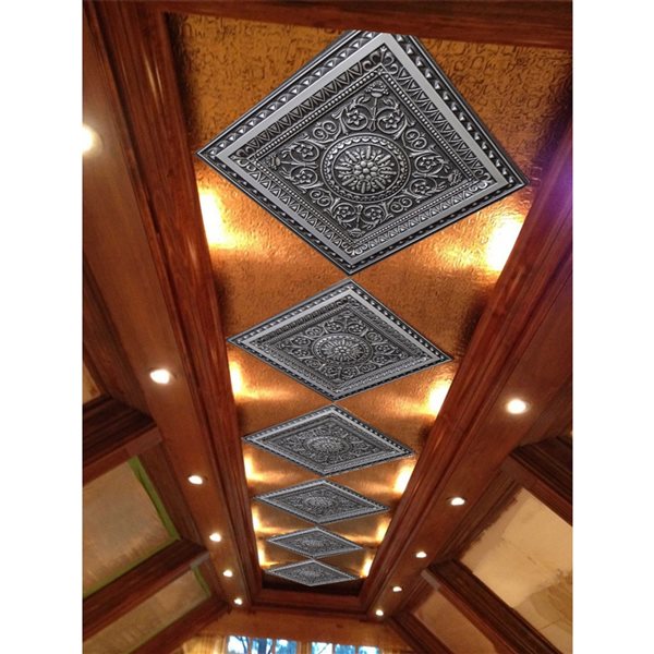 Dundee Deco Falkirk Perth 24-in x 24-in Victorian Antique Silver Surface-Mount Panel Ceiling Tiles - 50-Pack