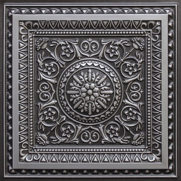 Dundee Deco Falkirk Perth 24-in x 24-in Victorian Antique Silver Surface-Mount Panel Ceiling Tiles - 50-Pack