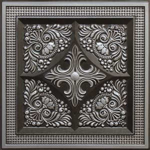 Dundee Deco Falkirk Perth 24-in x 24-in Floral Antique Silver Surface-Mount Panel Ceiling Tile
