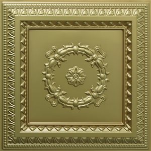 Dundee Deco Falkirk Perth 24-in x 24-in Traditional Brass Surface-Mount Panel Ceiling Tiles - 10-Pack