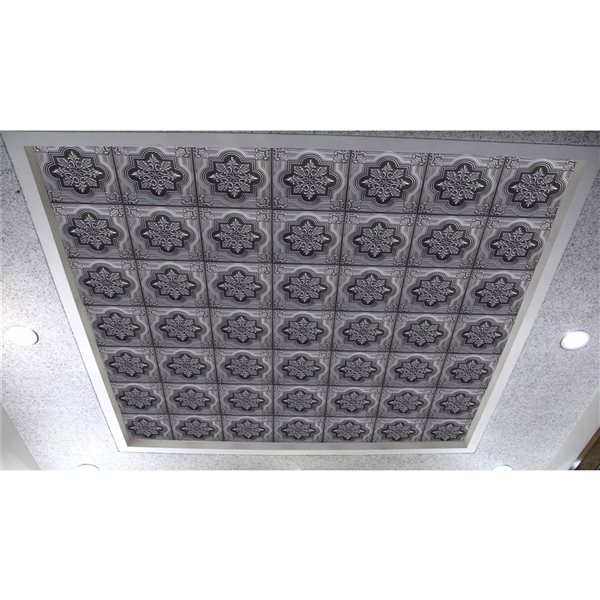 Dundee Deco Falkirk Perth 24-in x 24-in Botanical Antique Silver Surface-Mount Panel Ceiling Tile