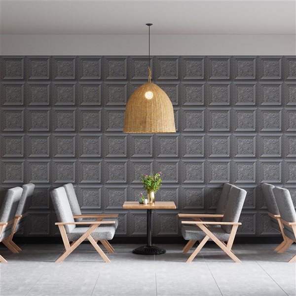 Dundee Deco Falkirk Perth 24-in x 24-in Floral Silver Surface-Mount Panel Ceiling Tiles - 25-Pack