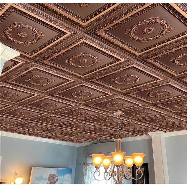 Dundee Deco Falkirk Perth 24-in x 24-in Traditional Antique Copper Surface-Mount Panel Ceiling Tile