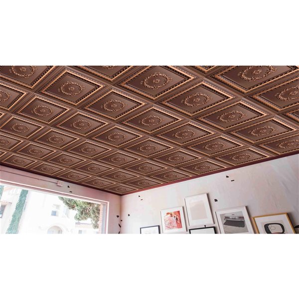 Dundee Deco Falkirk Perth 24-in x 24-in Traditional Antique Copper Surface-Mount Panel Ceiling Tile
