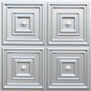 Tuiles de plafond Dundee Deco Falkirk Perth patchwork modernes argenté de 24 po x 24 po à installation en surface, paquet d…