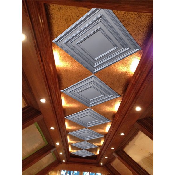 Dundee Deco Falkirk Perth 24-in x 24-in Square Metallic Silver Surface-Mount Panel Ceiling Tiles - 25-Pack