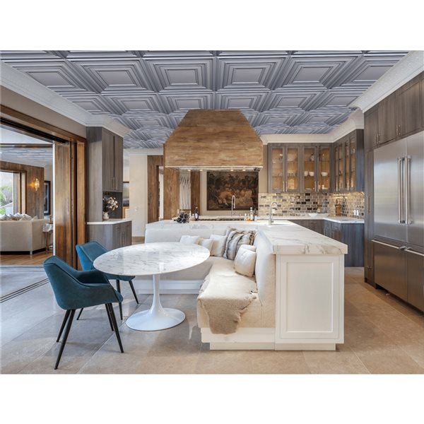 Dundee Deco Falkirk Perth 24-in x 24-in Square Metallic Silver Surface-Mount Panel Ceiling Tiles - 25-Pack