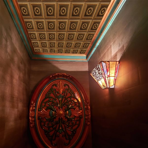 Dundee Deco Falkirk Perth Traditional 24-in x 24-in Antique Gold Surface-Mount Panel Ceiling Tile