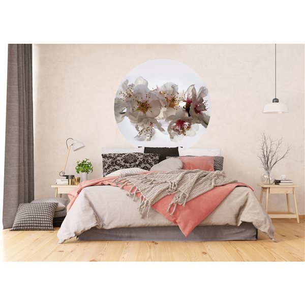 Dundee Deco Falkirk Airdrie 55-in x 55-in Pink and White "Lily" Round Peel and Stick Wall Mural